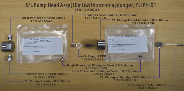 S L Pump Head Assy (10ml) with zirconia plunger, YL-PH-01 YL1351620023