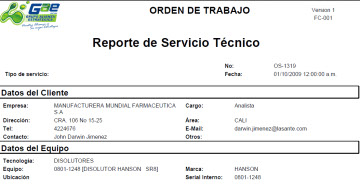 Reportes de servicio técnico SAMM